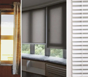 Smart window blinds & curtains for home automation, featuring roller shades and adjustable slats for light control