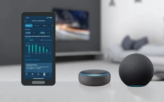 Smart home energy dashboard on phone with voice assistants for home automation control