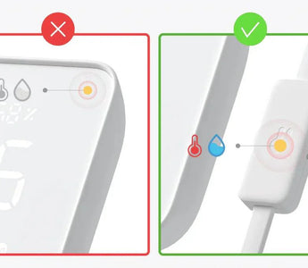 Smart thermostat display and electric geyser switch with temperature and water icons