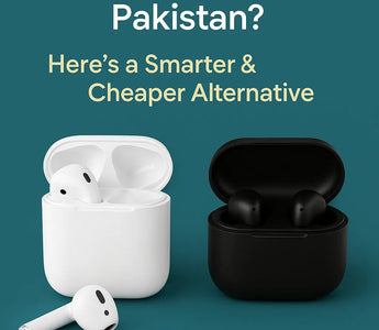 White TWS wireless earbuds and black HomeGenius ProPods wireless earbuds in charging cases