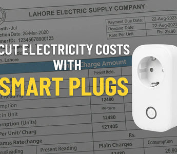 Smart plug to cut electricity costs, shown with Lahore electric bill for energy savings