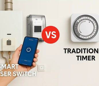 Smart geyser switch vs traditional timer – control water heater via smartphone app for smart home automation