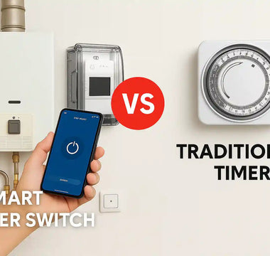 Smart geyser switch vs traditional timer – control water heater via smartphone app for smart home automation