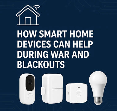 Smart home devices including camera, switch, and LED bulb for safety during blackouts