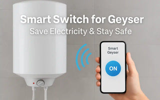 A modern electric geyser mounted on a bathroom wall.