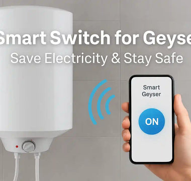 A modern electric geyser mounted on a bathroom wall.