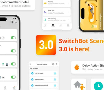 SwitchBot Scenes 3.0 app interface for smart home automation with voice control and scene scheduling