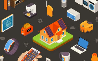 Smart home with WiFi devices, solar panels, and app control for automation and convenience