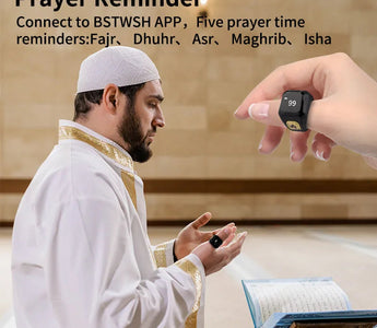 Smart prayer reminder device for Fajr, Dhuhr, Asr, Maghrib, Isha times with BSTWSH app sync