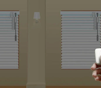 Smart window blinds controlled by remote for home automation and smart home convenience