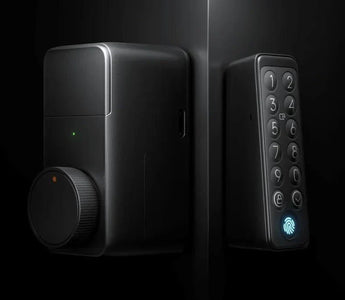 Smart fingerprint door lock with keypad and digital display for secure home entry